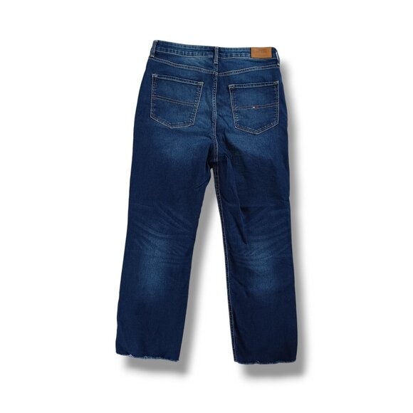 Tommy Jeans Straight Highrise Ankle Dark Wash Stretch Raw Hem Size 12 Size 31 - Picture 2 of 12